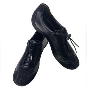 Paul Green Munchen Shoes Black Leather Suede Draw String Size 7